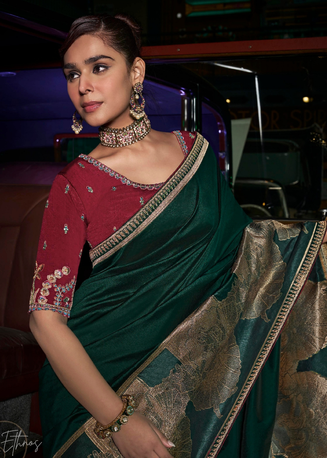 Emerald Forest Empire Medallion Silk Saree
