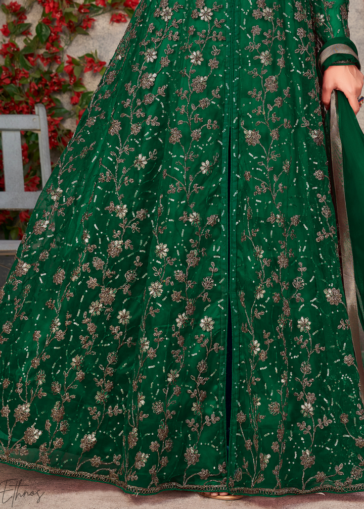 Emerald Garden Filigree Net Anarkali Pant Suit