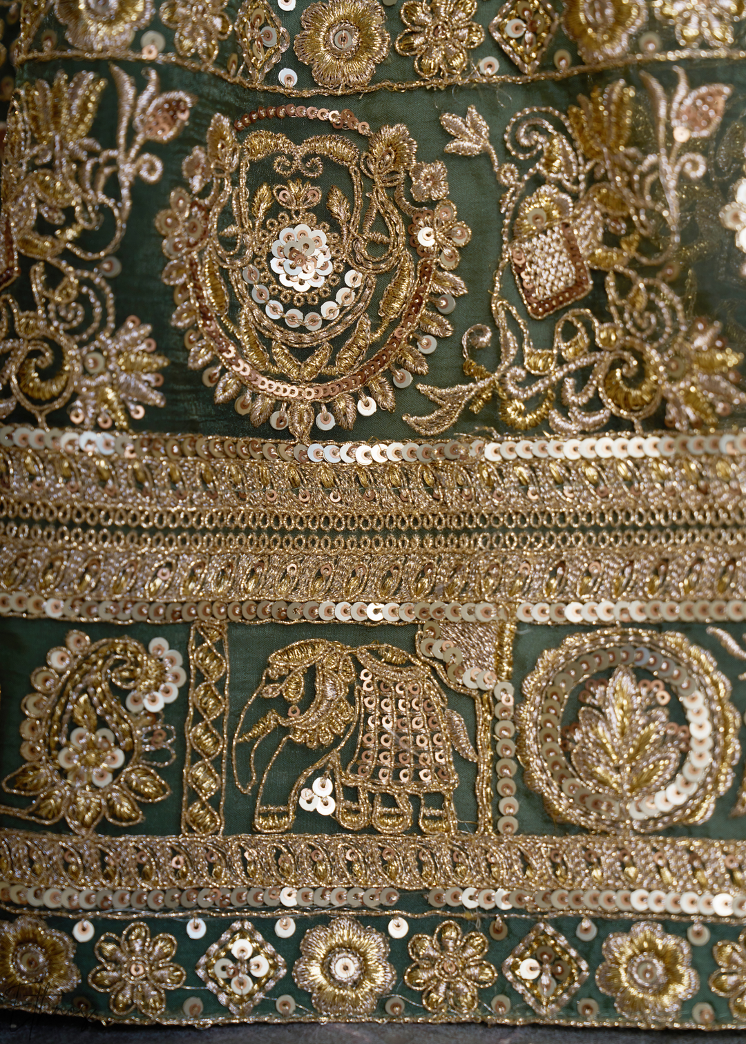 Emerald Gilded Medallion Organza Lehenga Choli