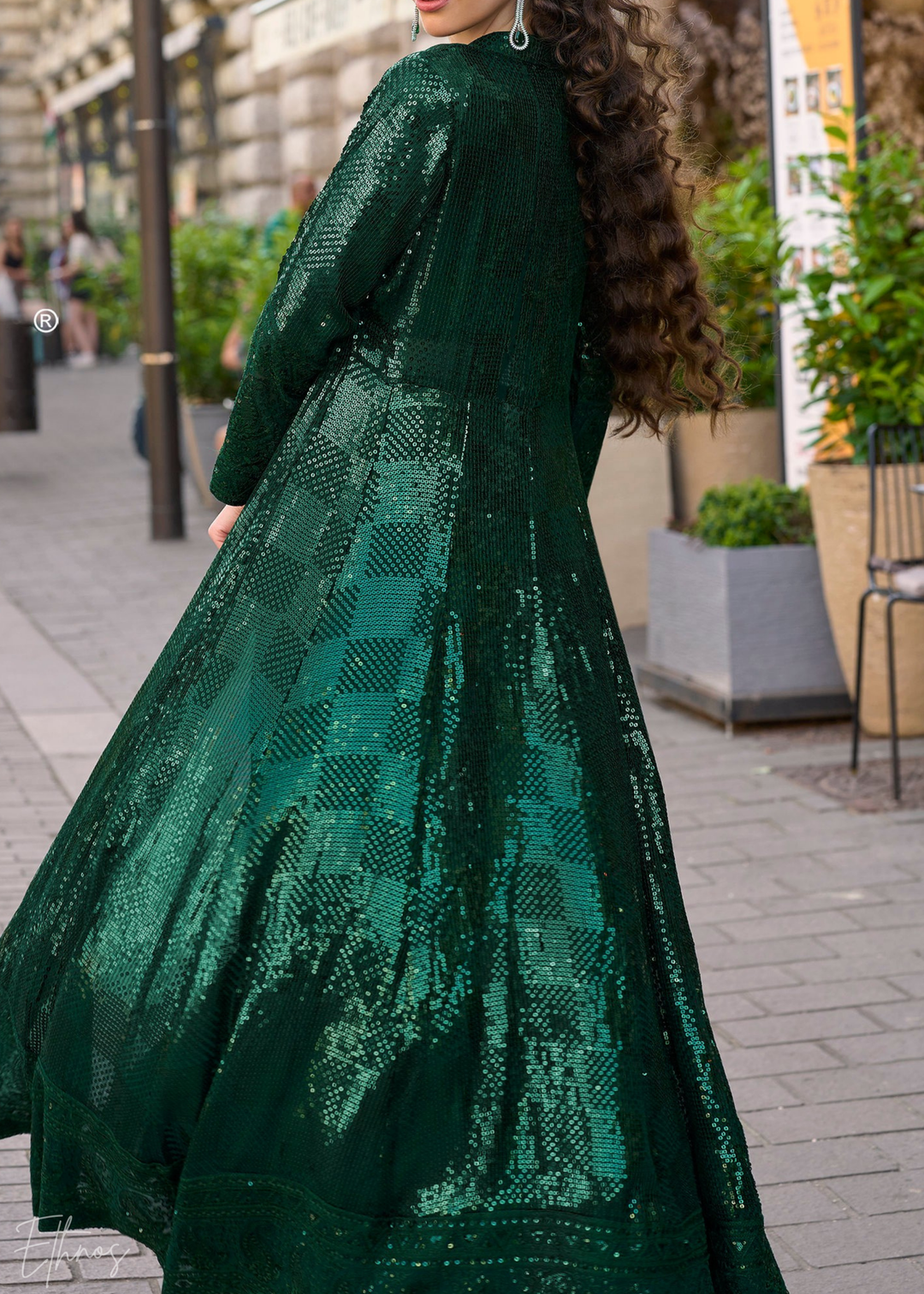 Emerald Green Georgette Jacket Choli Palazzo Suit