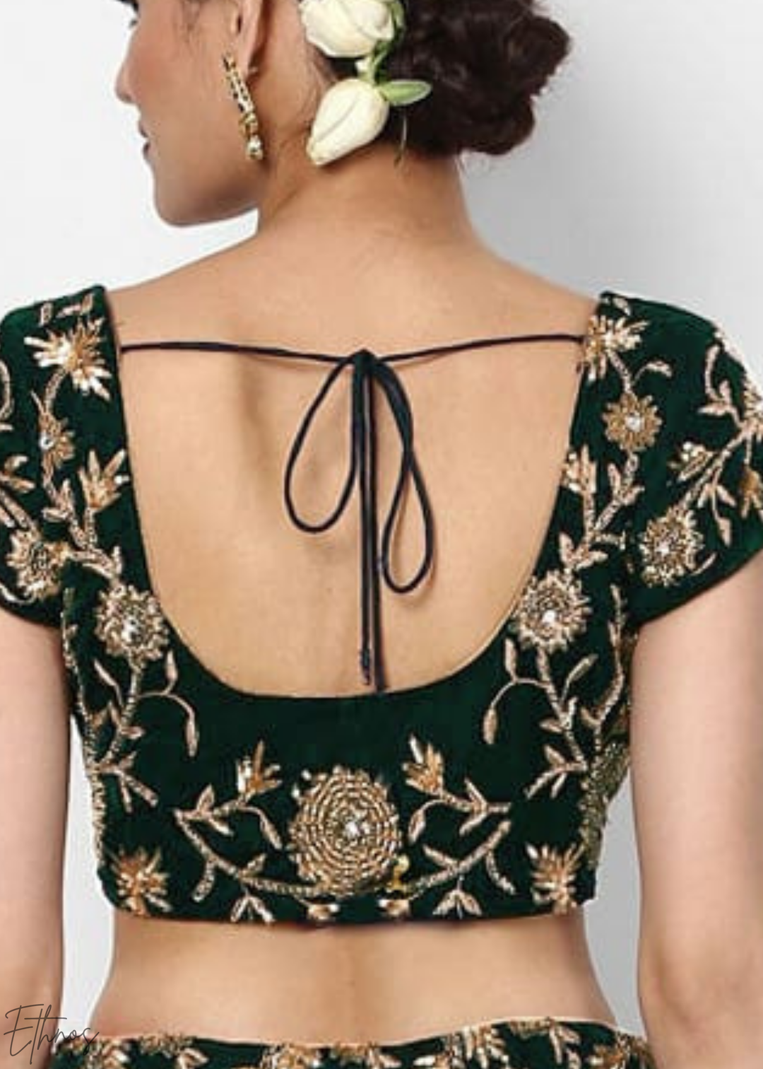 Emerald Green Heavy Floral Embroidered Velvet Lehenga