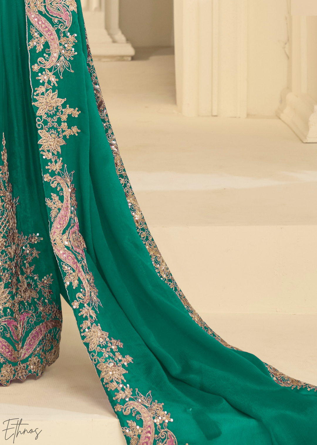 Emerald Green Majestic Baroque Chinon Sharara Suit