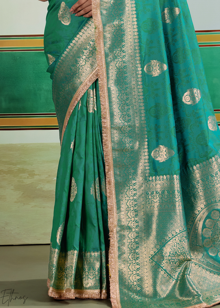 Emerald Jade Aurelian Border Silk Saree