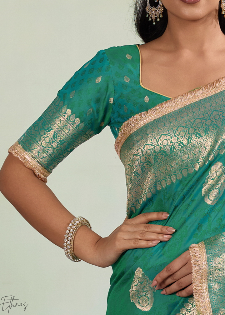 Emerald Jade Aurelian Border Silk Saree