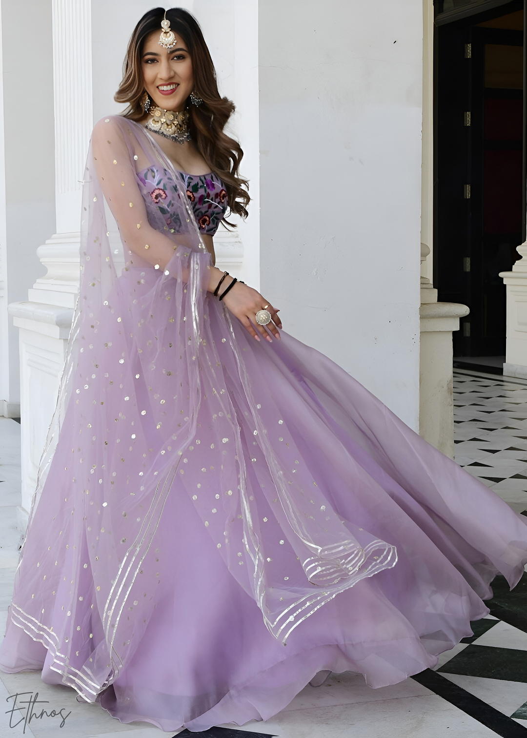 Enchanted Lilac Organza Lehenga