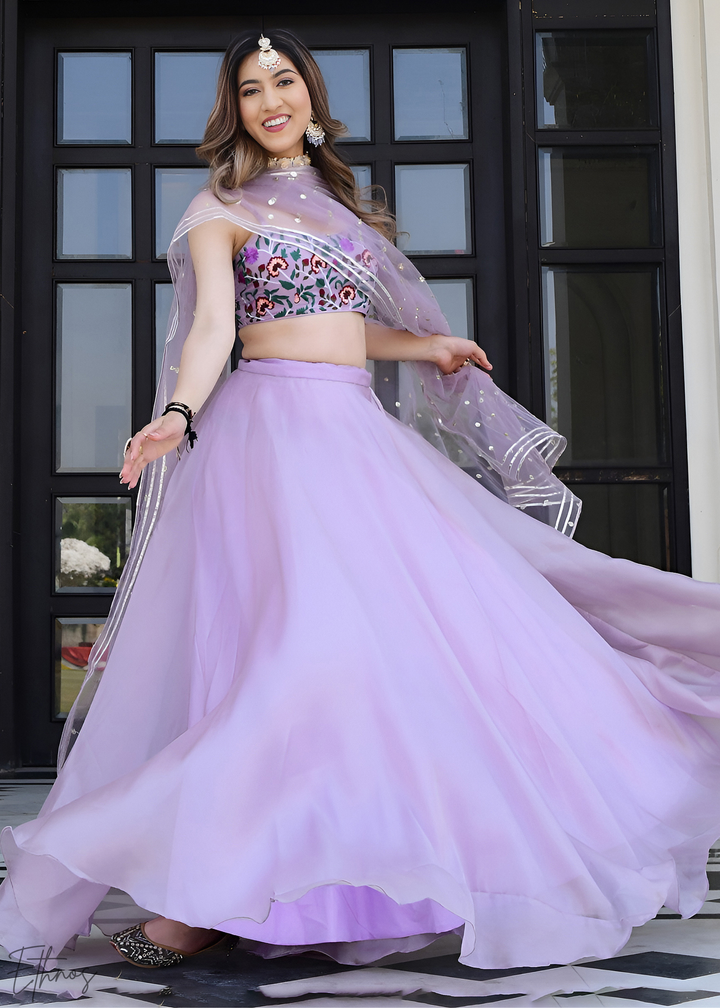 Enchanted Lilac Organza Lehenga