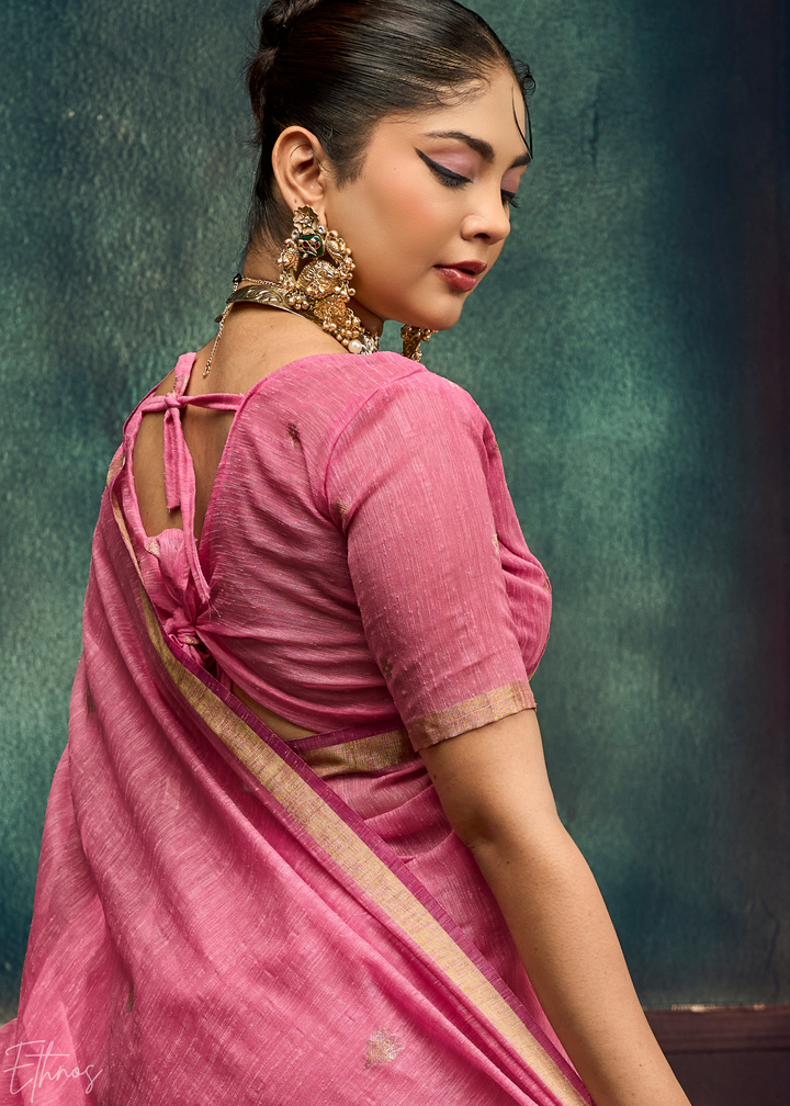 Fuchsia Flora Pallu Munga Silk Saree