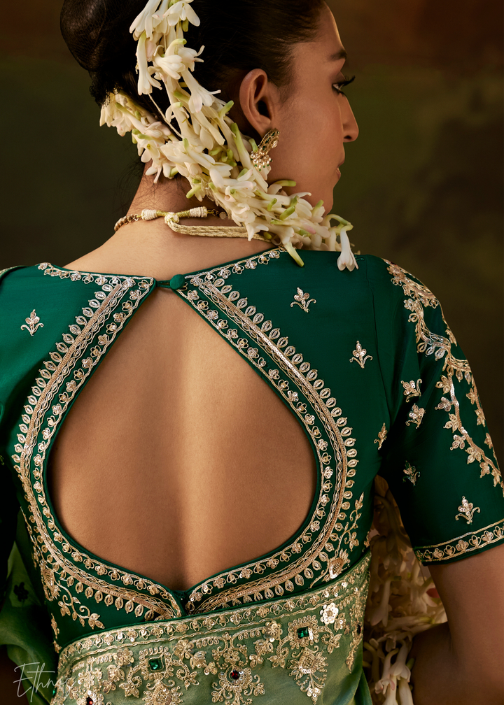 Frosted Celadon Tambour Embroidered Border Tissue Saree