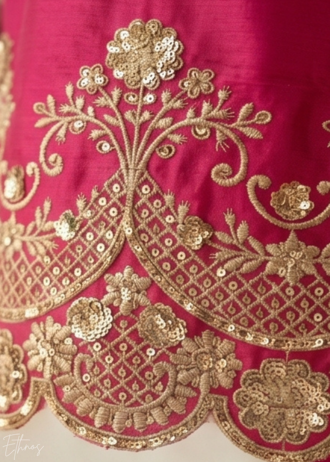 Fuchsia Berry Regal-Embroidered Silk Sharara Suit