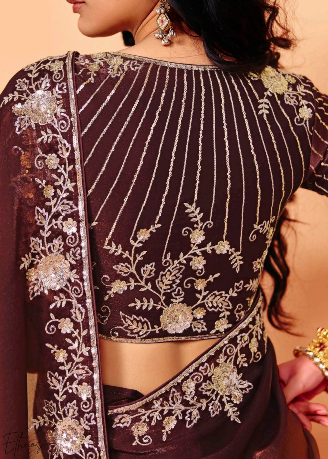 Garnet Glaze Ombre Tissue Silk Saree
