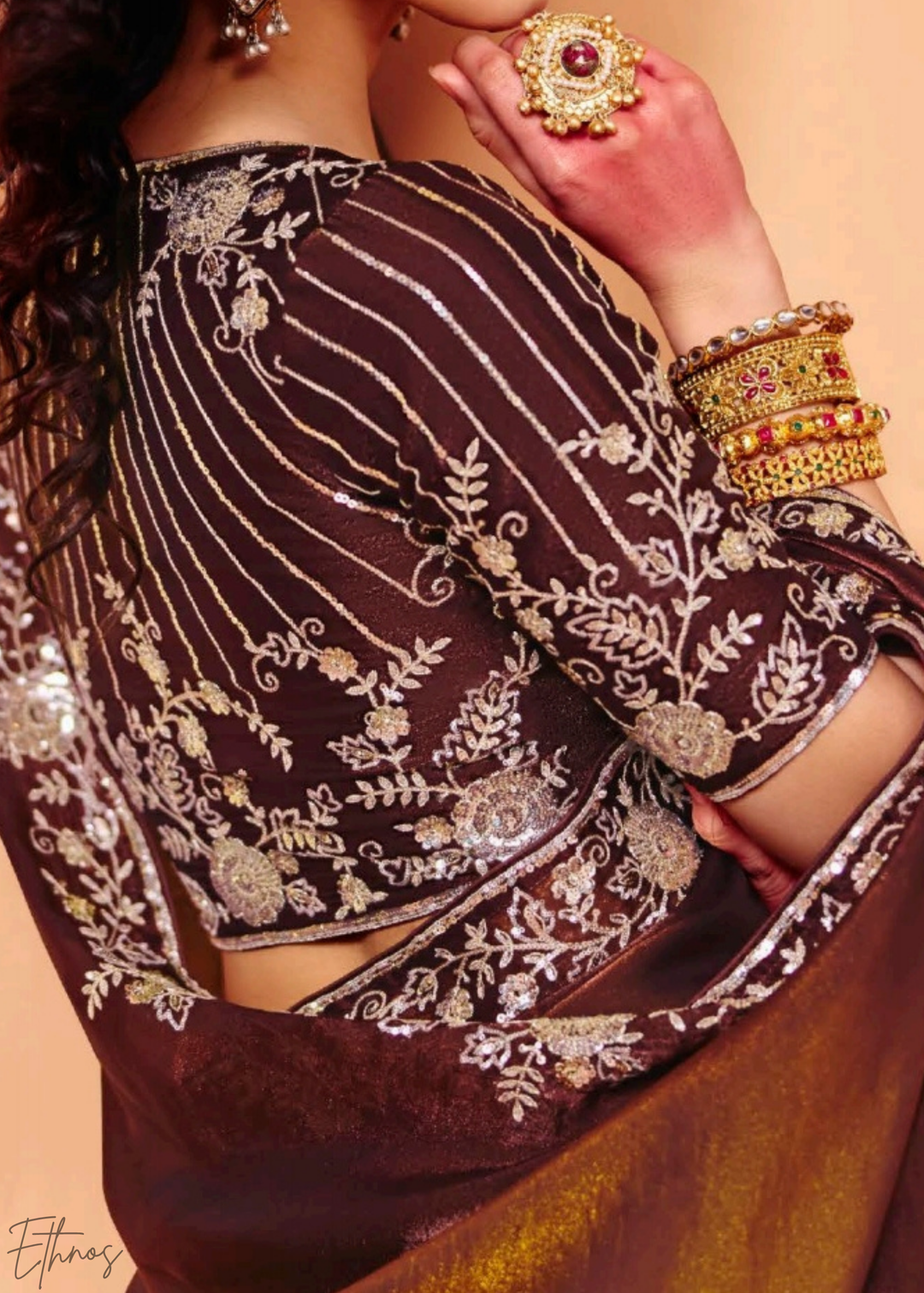 Garnet Glaze Ombre Tissue Silk Saree