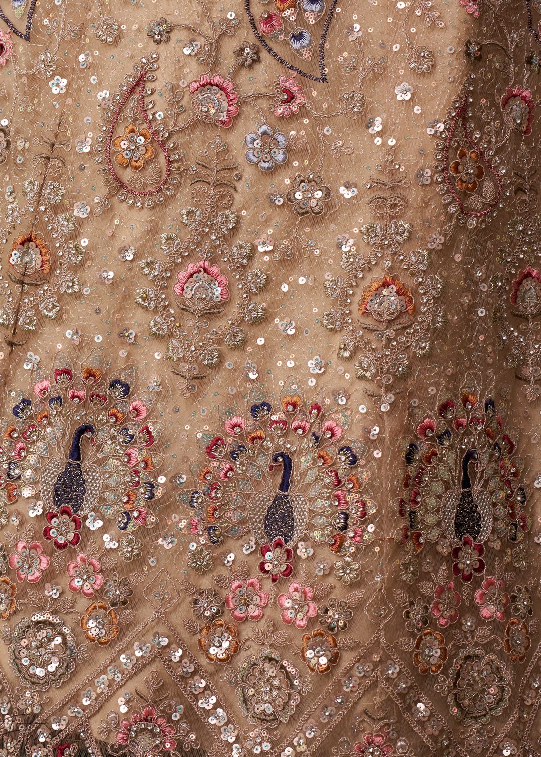 Gilded Beige Net Lehenga Choli