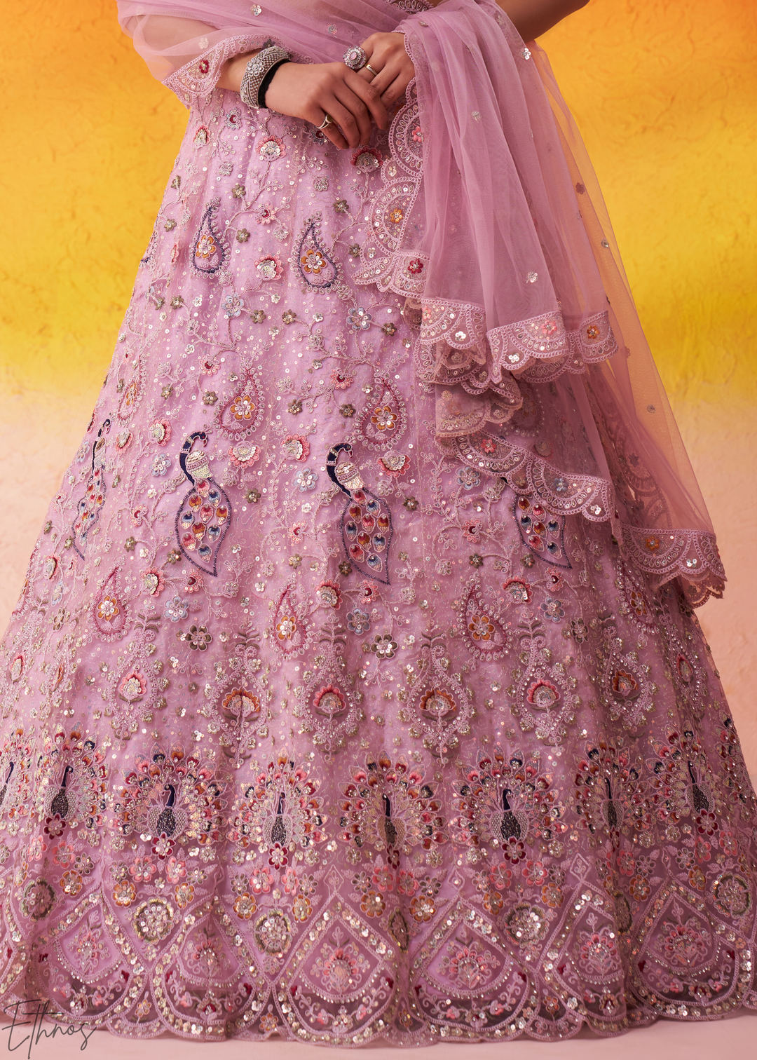 Gilded Pink Net Lehenga Choli