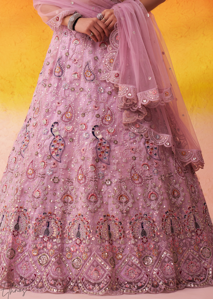 Gilded Pink Net Lehenga Choli