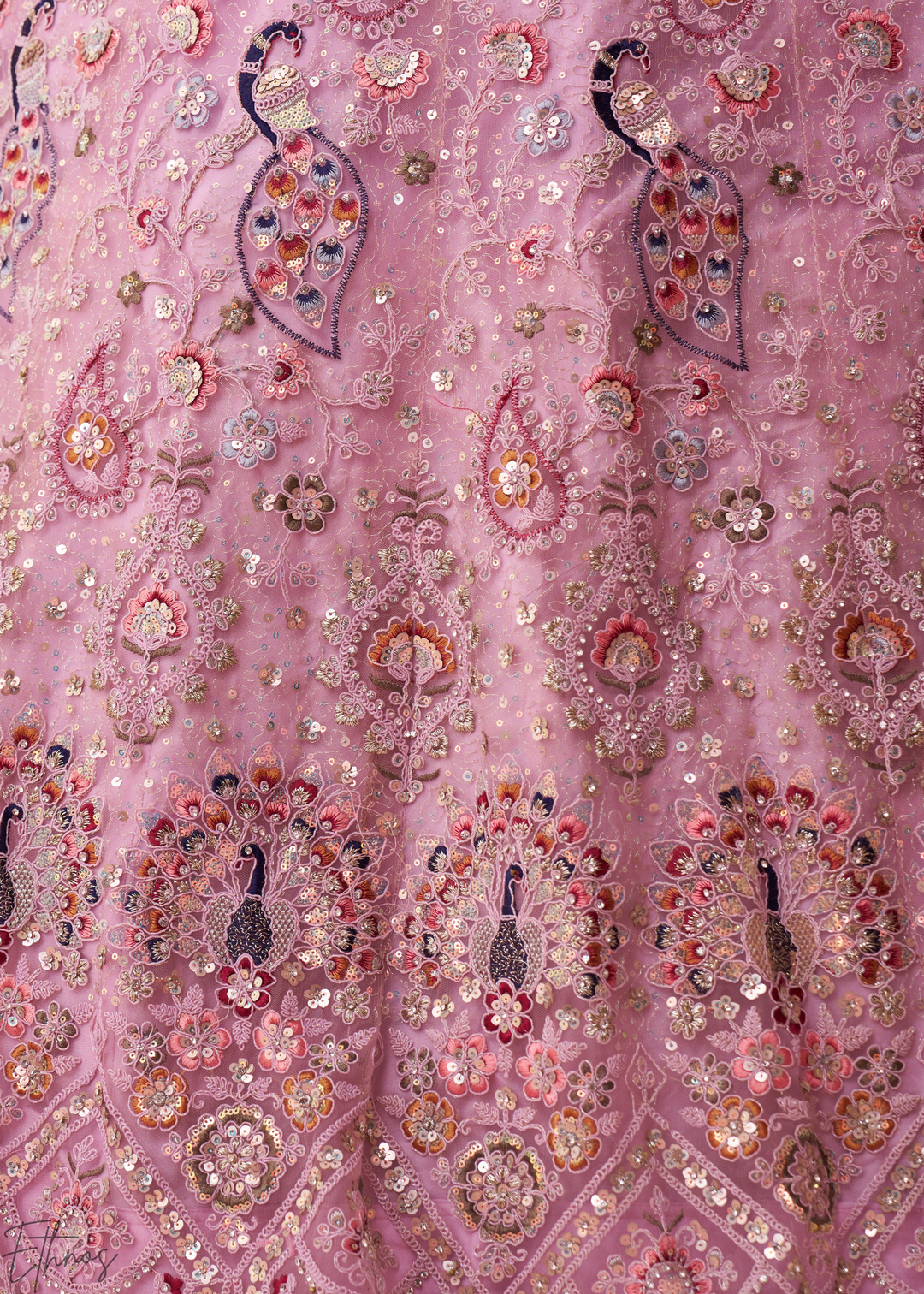 Gilded Pink Net Lehenga Choli