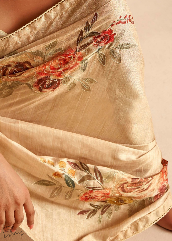 Gold Orchard Kasheeda Tusser Silk Saree