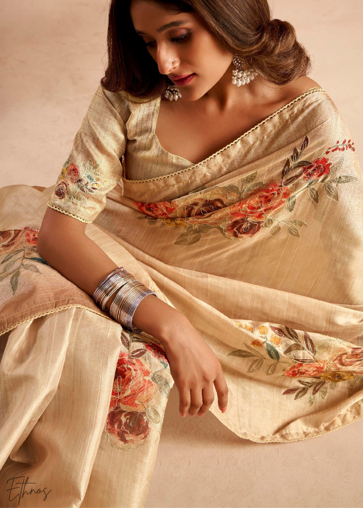 Gold Orchard Kasheeda Tusser Silk Saree