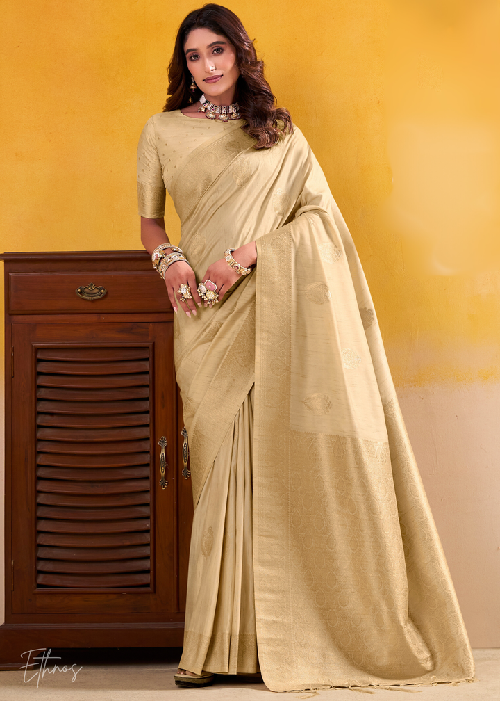 Golden Tusser Silk Saree