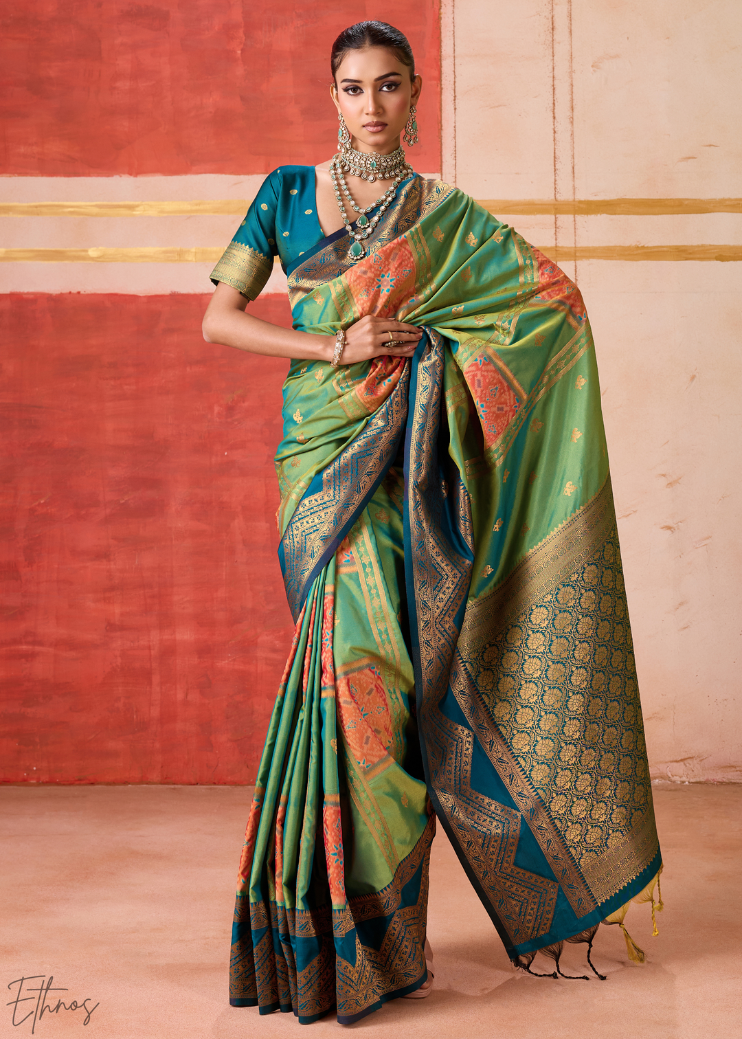Green Pochampally Silk Saree
