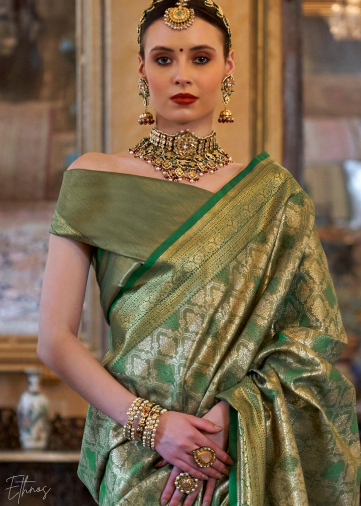 Green Tissue Dharmavaram Silk Saree
