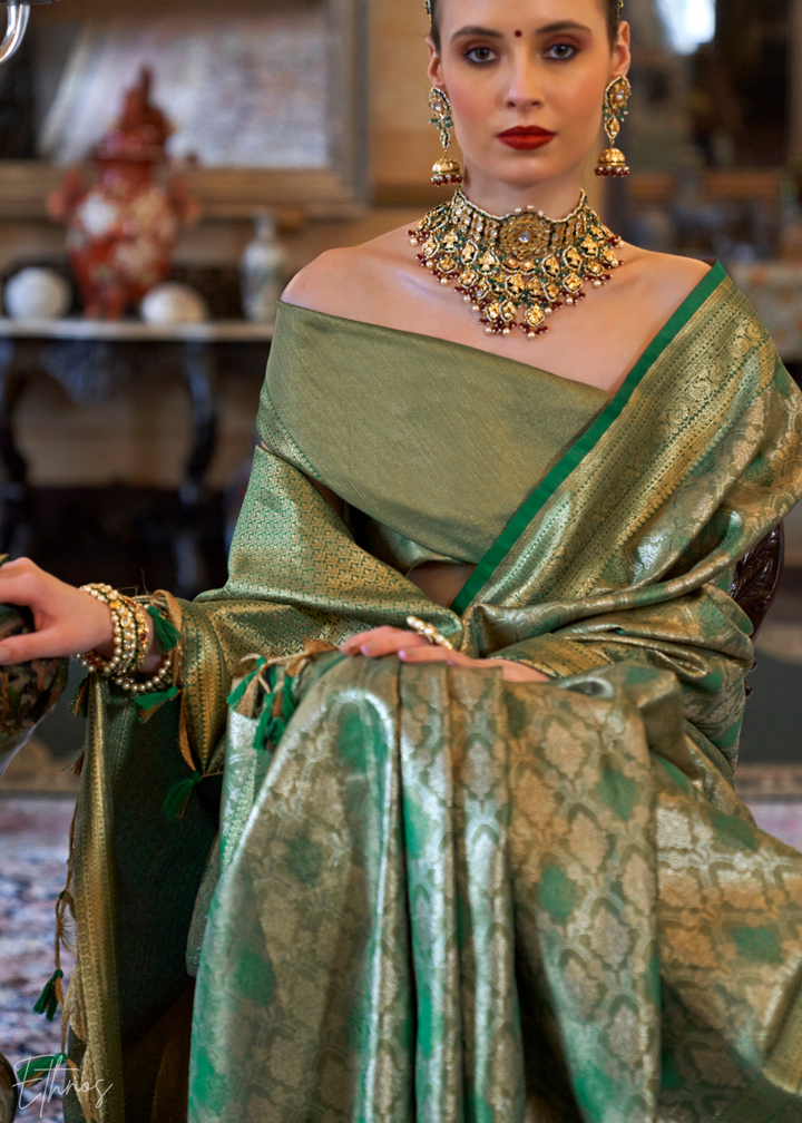 Green Tissue Dharmavaram Silk Saree