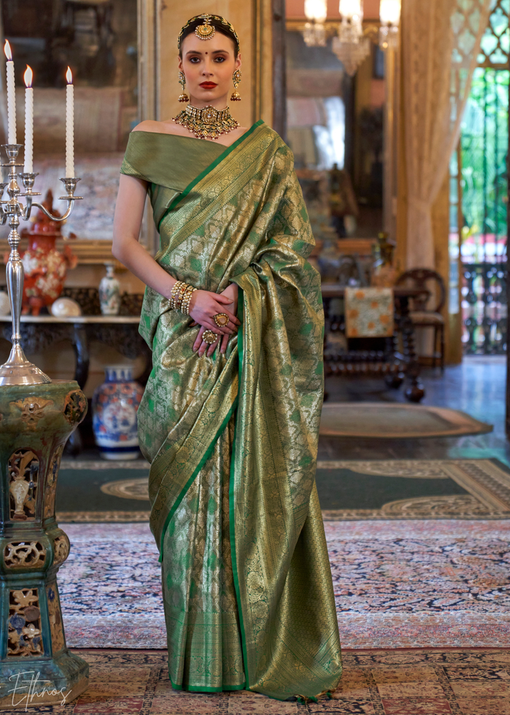Green Tissue Dharmavaram Silk Saree