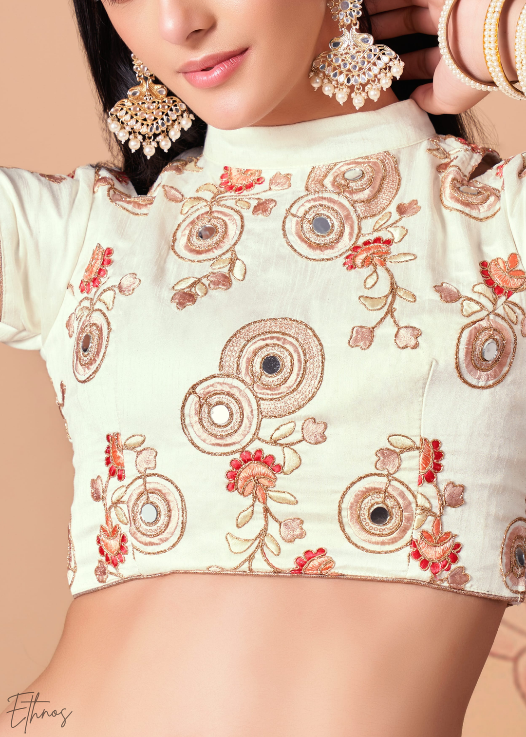 Grey Opulent Floral Mirror Net Lehenga