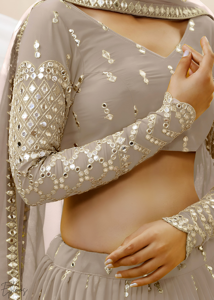 Grey Sequins Georgette Lehenga