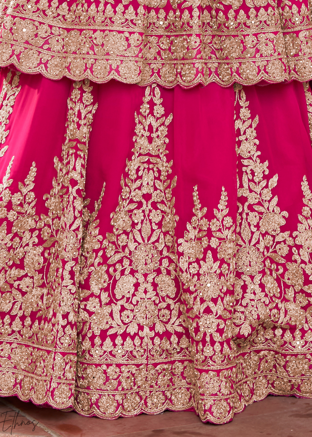 Hot Pink Georgette Anarkali Lehenga Suit