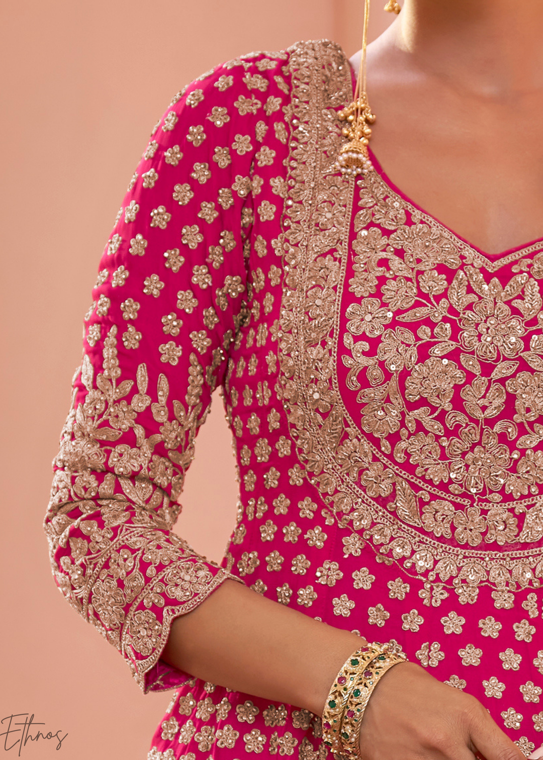 Hot Pink Georgette Anarkali Lehenga Suit