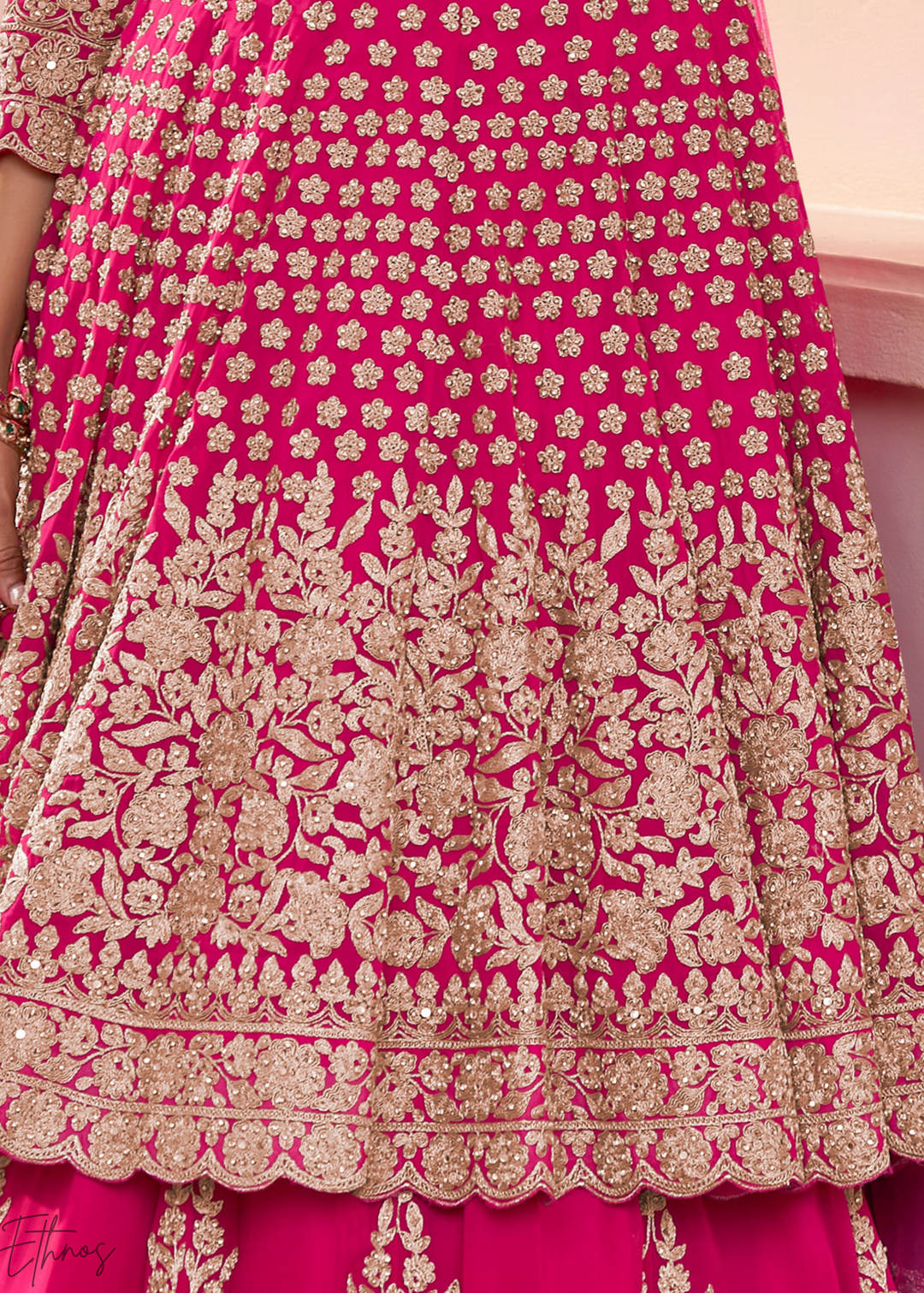 Hot Pink Georgette Anarkali Lehenga Suit