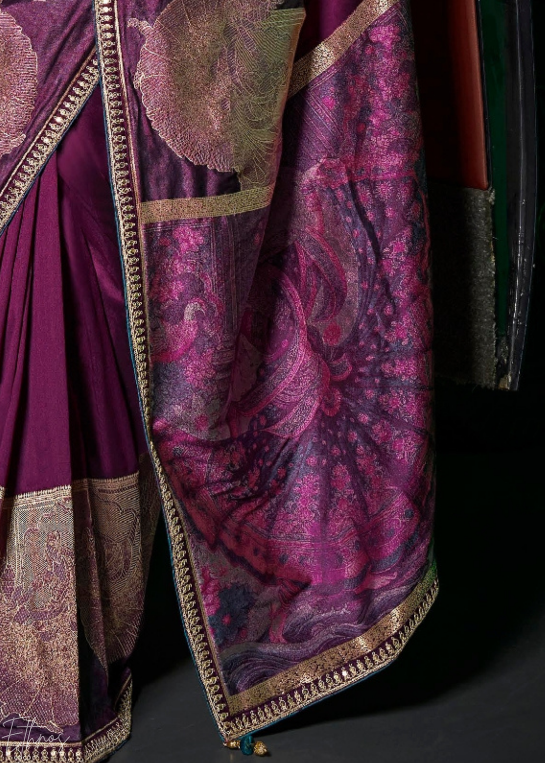 Imperial Plum Empire Medallion Silk Saree