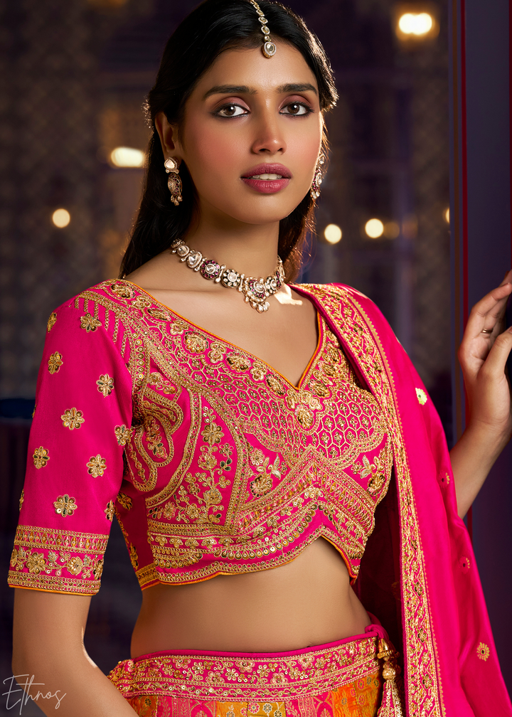 Imperial Topaz Multi Panel Banarasi Silk Lehenga