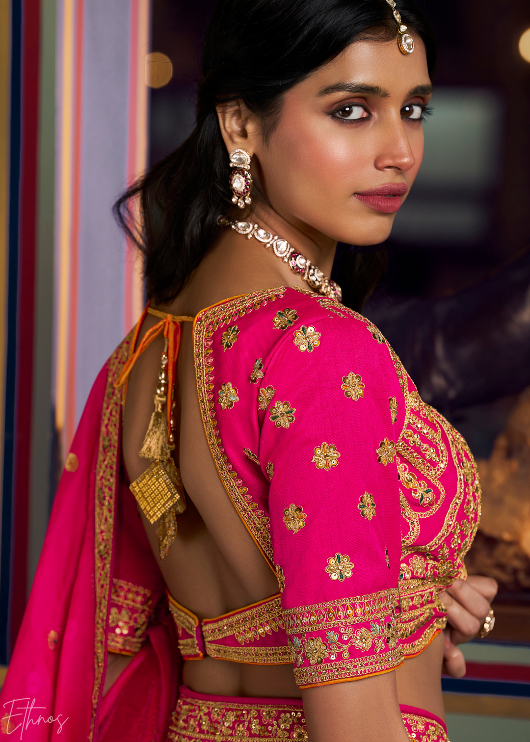 Imperial Topaz Multi Panel Banarasi Silk Lehenga