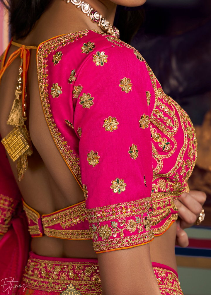 Imperial Topaz Multi Panel Banarasi Silk Lehenga