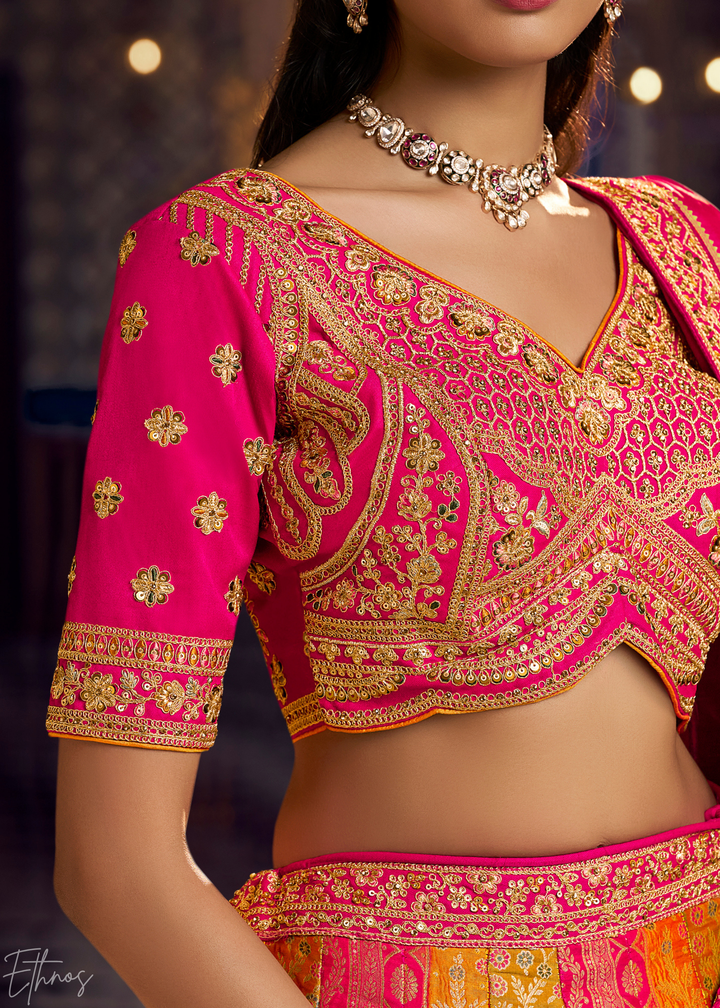 Imperial Topaz Multi Panel Banarasi Silk Lehenga