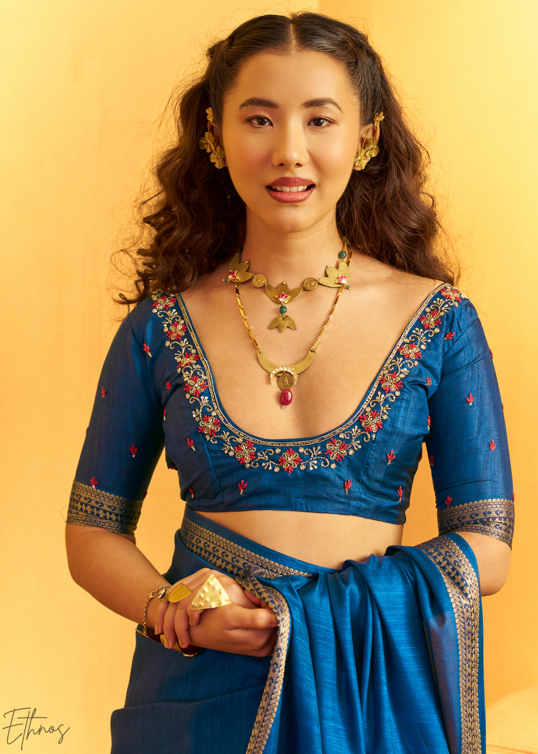 Indigo Sapphire Traditional Zari Woven Tussar Silk Saree