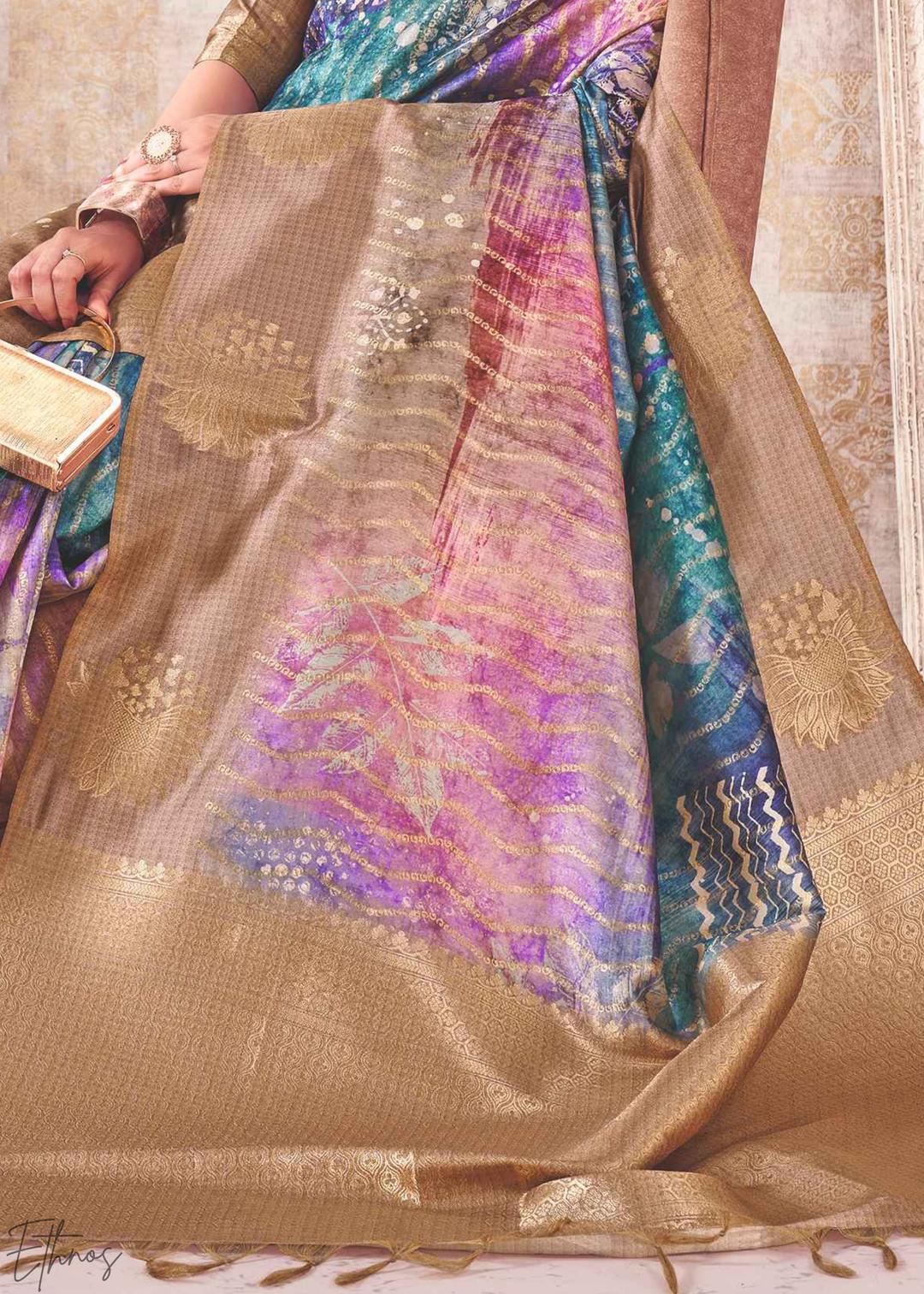 Iridescent Multi-Hue Jacquard Cotton Saree