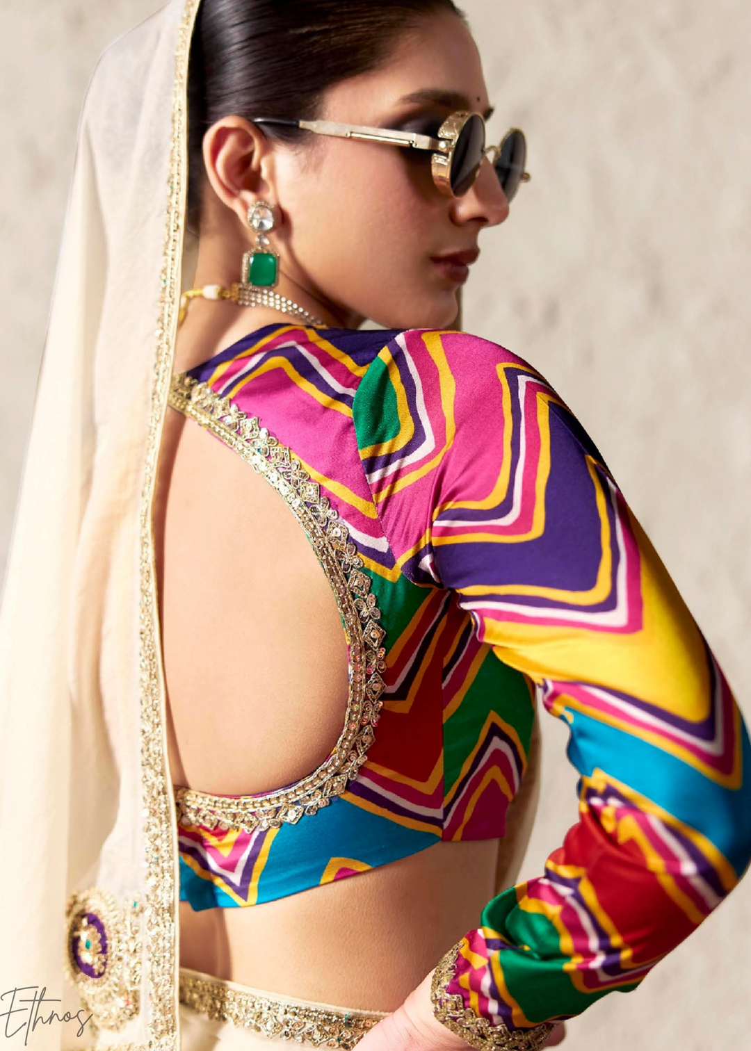 Ivory Embroidered Glass Tissue Designer Saree