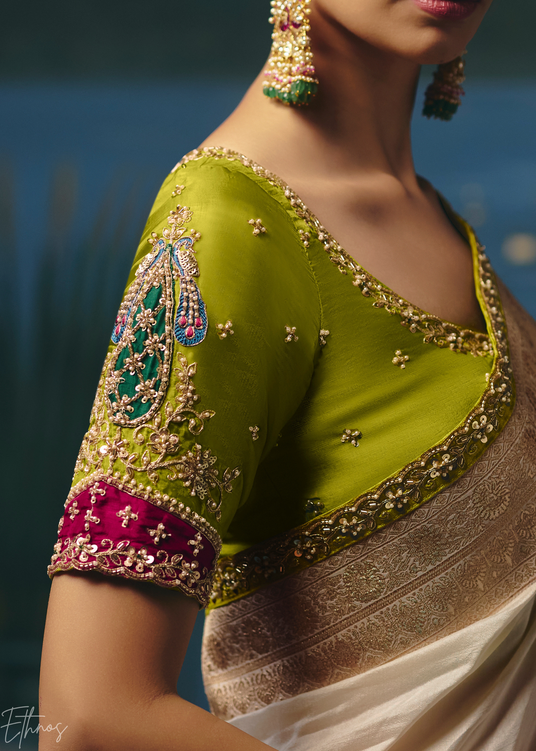 Ivory Traditional Zari Woven Border Dola Silk Saree