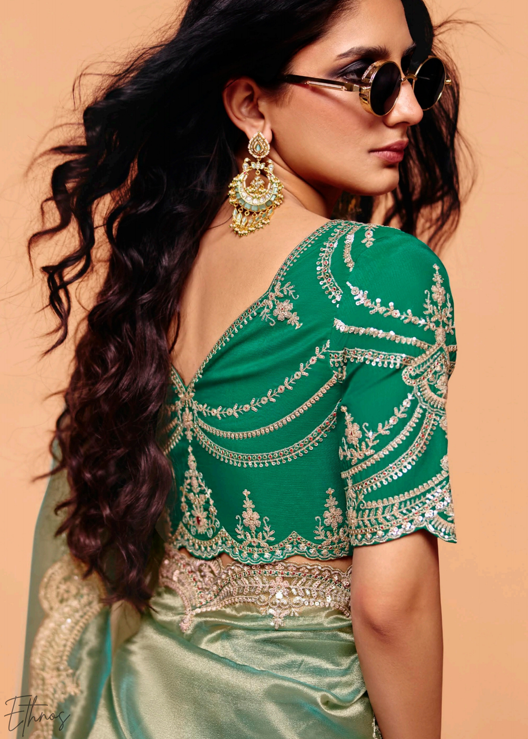 Jade Forest-Sheen Tissue Silk Saree