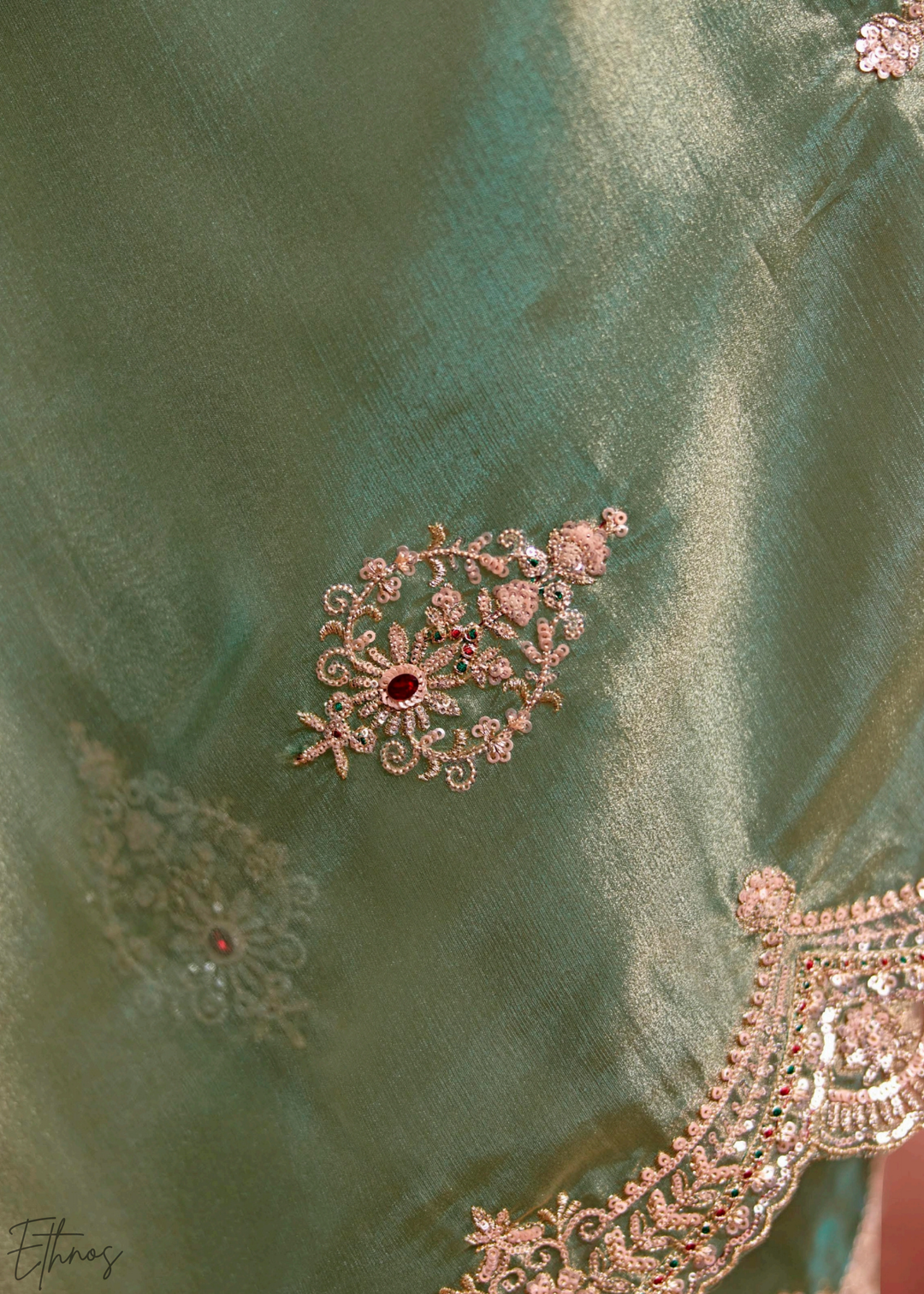 Jade Forest-Sheen Tissue Silk Saree