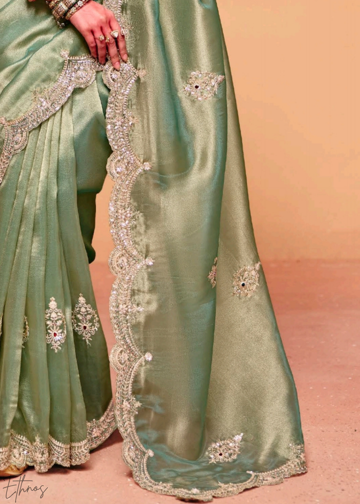 Jade Forest-Sheen Tissue Silk Saree