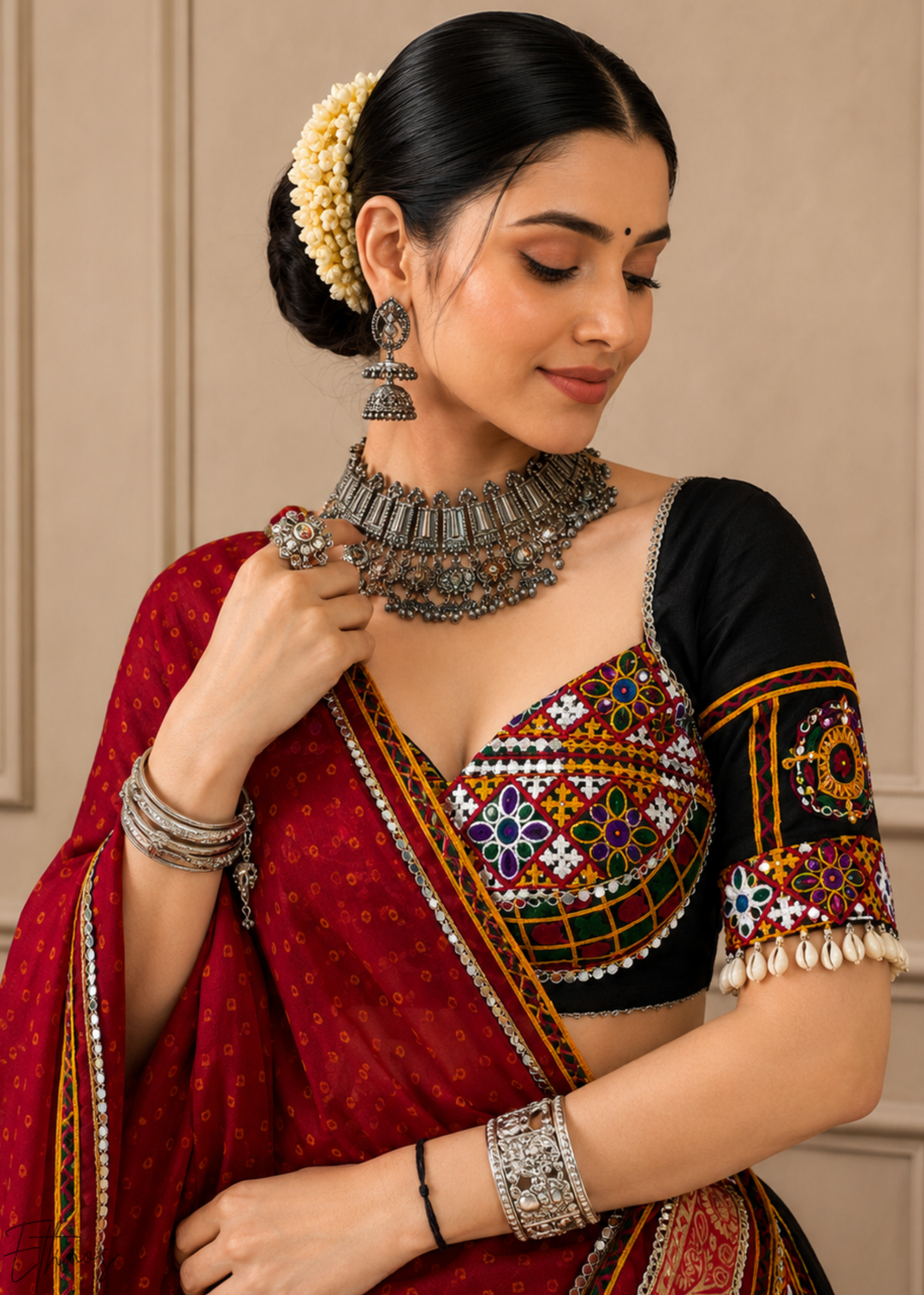 Jet Black Traditional Mirror Work Rayon Lehenga Choli