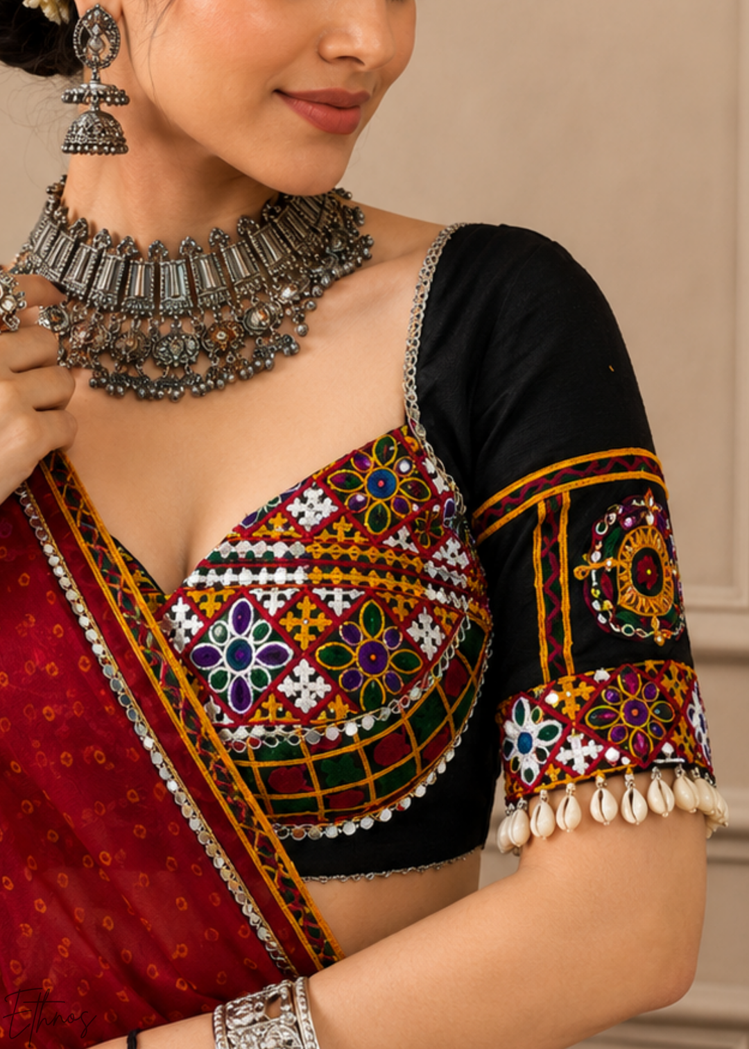 Jet Black Traditional Mirror Work Rayon Lehenga Choli