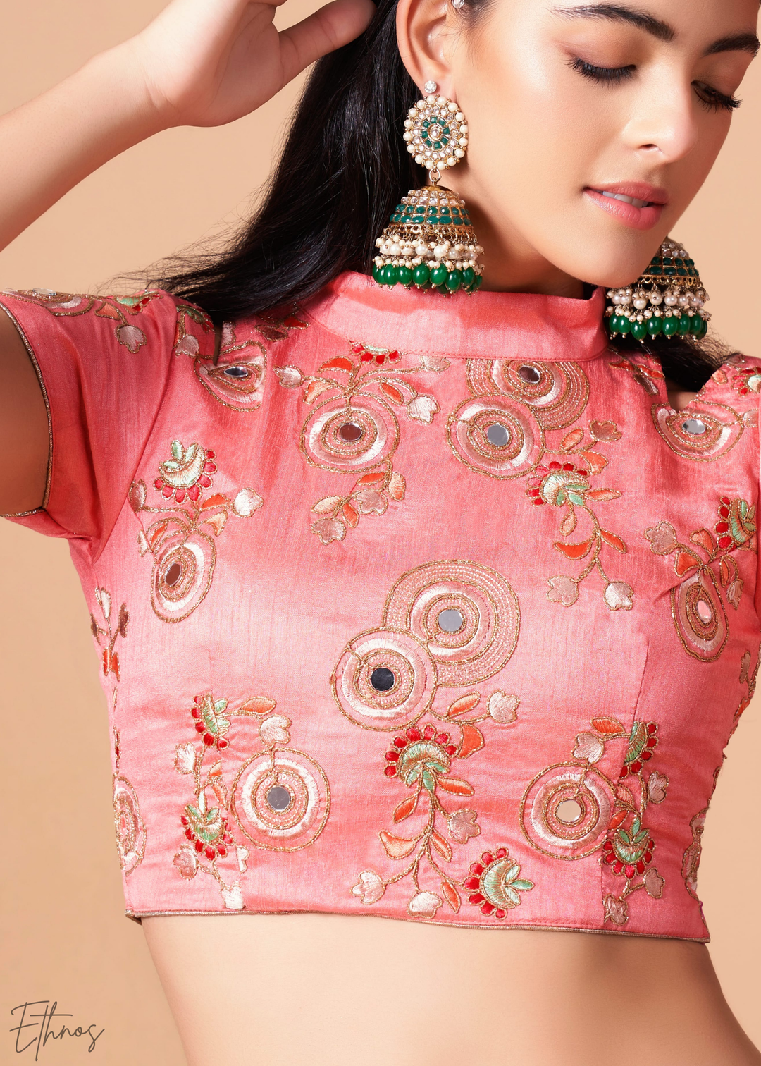 Jewel Green Opulent Floral Mirror Net Lehenga