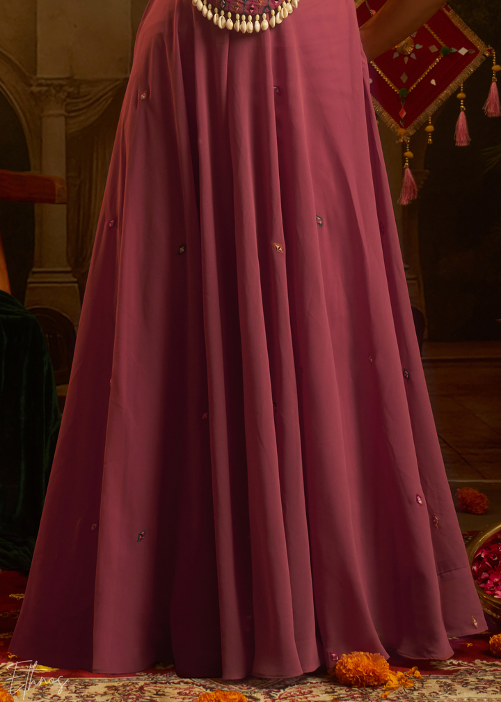 Kunzite Mirror Embellished Georgette Palazzo Suit