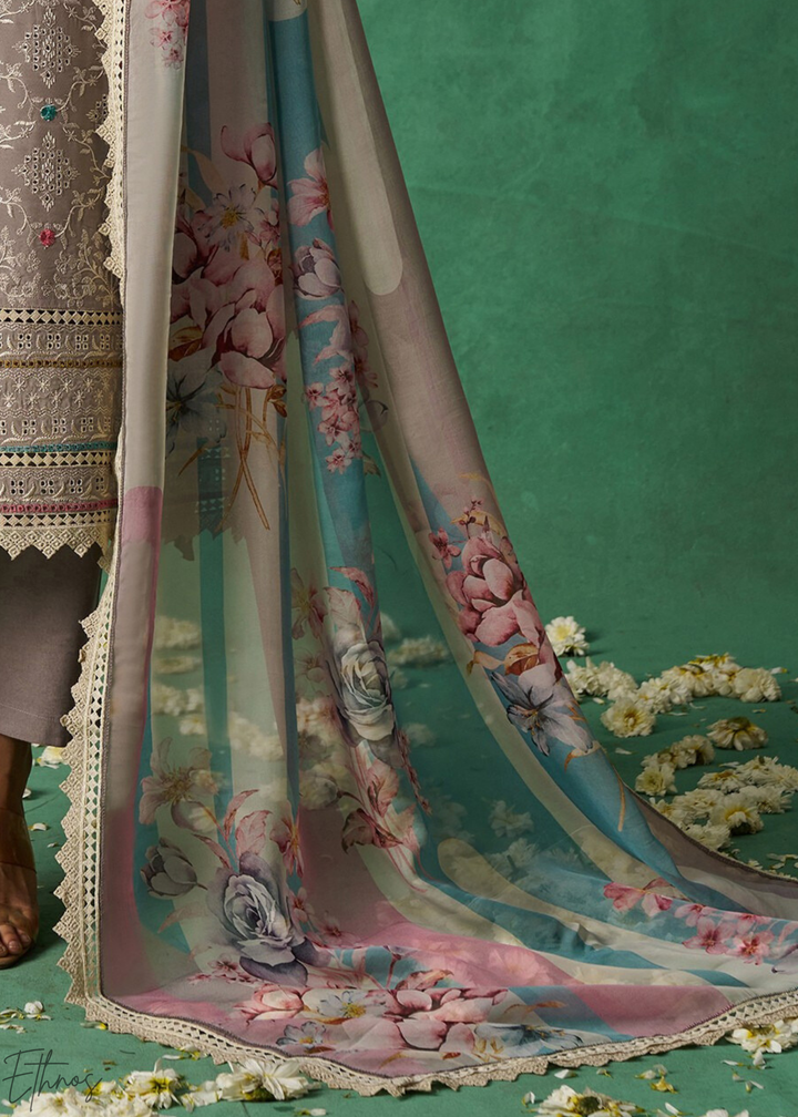 Lavendar Floral Organza Palazzo Suit