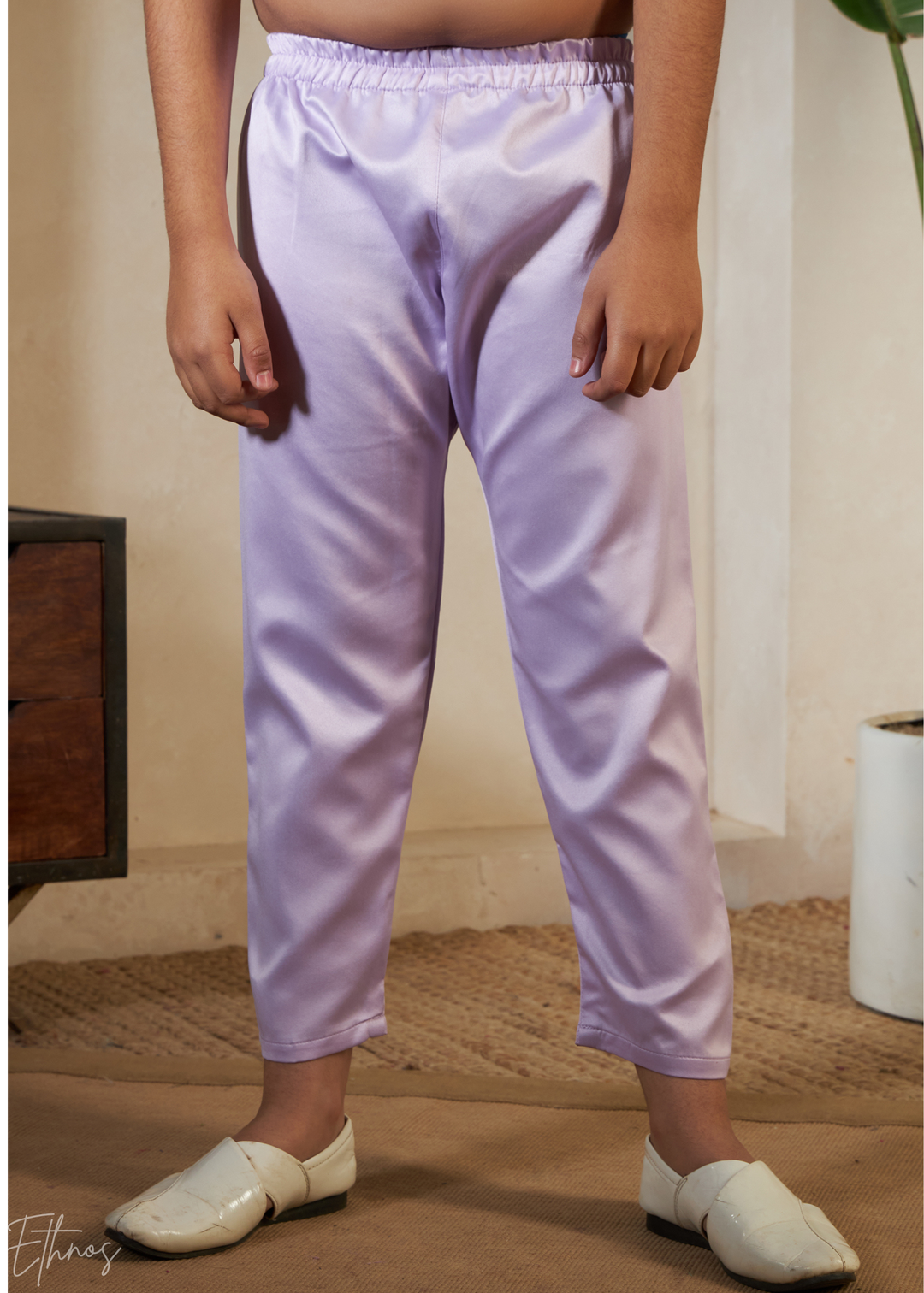 Lavender Embroidered Jacket With Satin Kurta Pajama