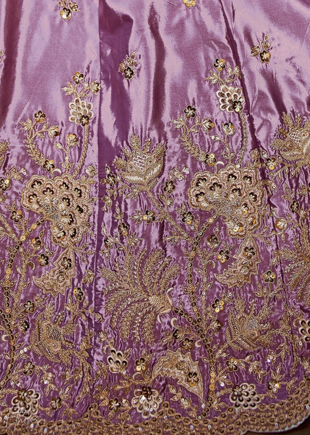 Lavender Embroidered Scalloped-Border Silk Lehenga